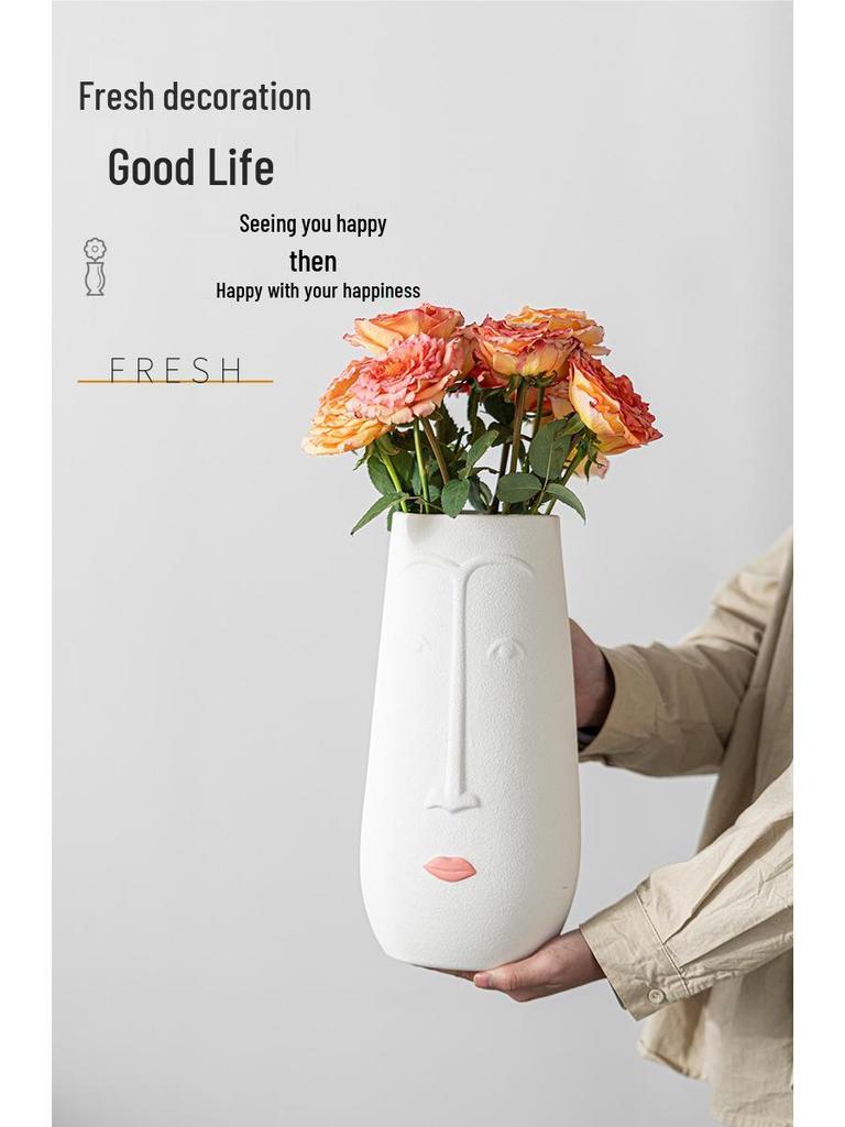 Large Caliber Simple Ceramic Vase – Creative Human Face Design