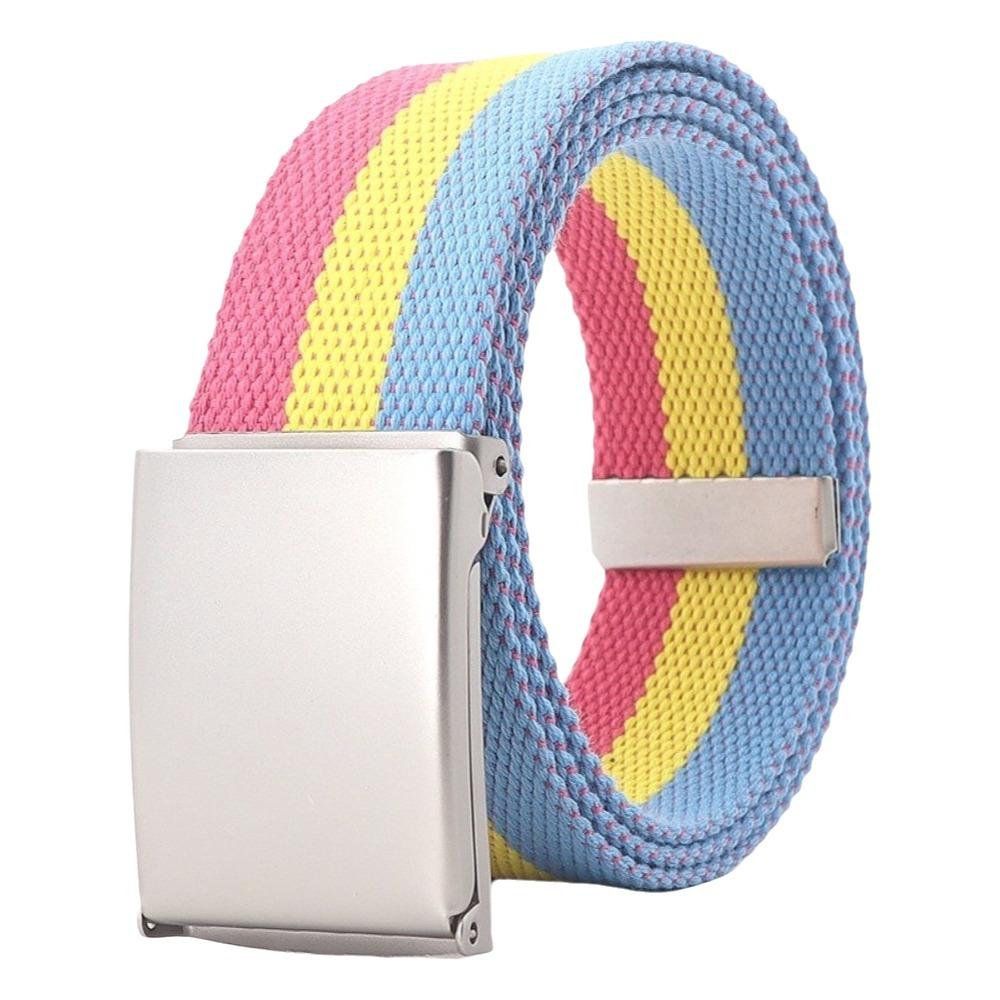 Stripe Canvas Waist Belt Metal Buckle Nylon Belt Fashion Men's Business Belt  Male