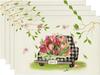 Tulip Buffalo Plaid Truck Spring Summer Placemats 30x45CM Seasonal Spring Decoration for Dining Table Mat Kitchen