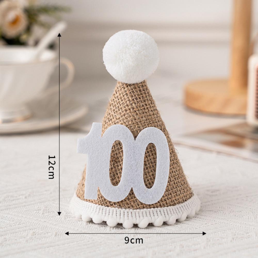 Burlap Material Burlap Birthday Hat Baby 1~3 Year 100-day Newborn Hat Birthday Party Hat Photo Props Newborn Size