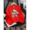 Boys & Girls Crewneck Sweatshirt, Christmas Hedgehog Santa Hat Scarf Holly Berry Print,Casual Sportswear for Spring & Autumn