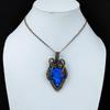 Blue Dendrite Opal Gemstone Pure Copper Wire Wrapped Handmade Pendant Jewelry For Her