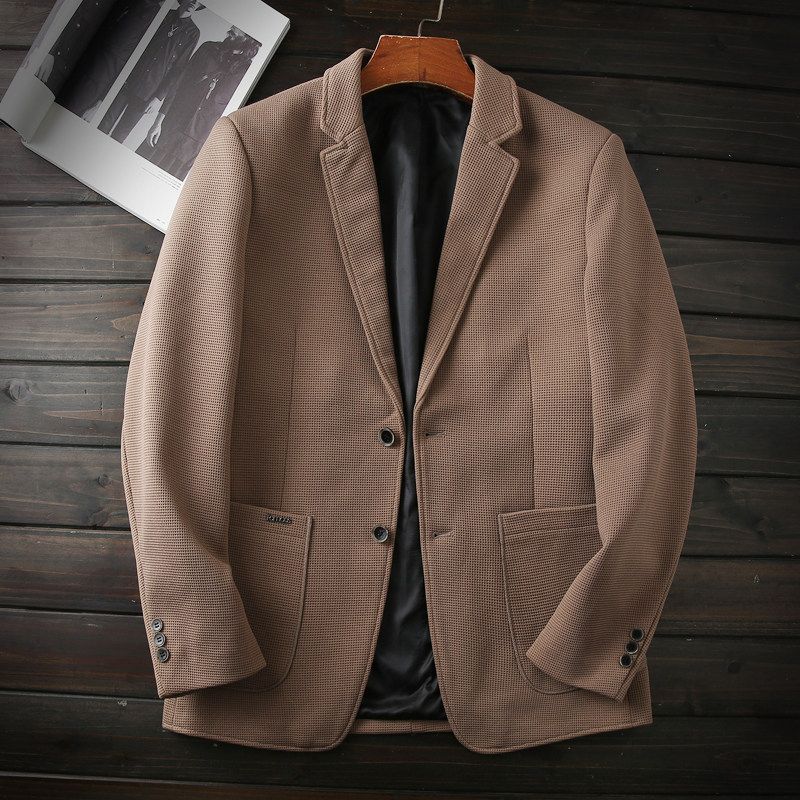 Heavyweight Waffle Fabric! Italian-Style Simple Luxury High-End Men's Spring and Autumn Textured Stretch Wrinkle-Free Casual Suit Jacket