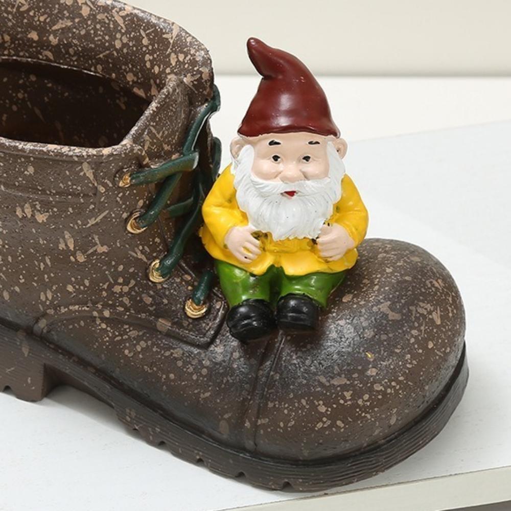Durable Cartoon Shoes Dwarf Flower Pots Funny Handmade Planters Pot Waterproof Resin Crafts Succulents Flower Pot Birthday Gifts
