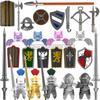 MOC Mittelalterliche Militärfiguren Bausteine Burg Milizsoldat Drache Gotischer Ritter Helme Schwerter Schild Steine Spielzeug N06