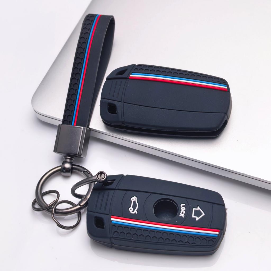Key Fob Cover for BMW X1 X3 X4 X5 X6 with Keychain Anti-Scratch Guard Shockproof Protection Soft Grip Texture Responsive Button Touch