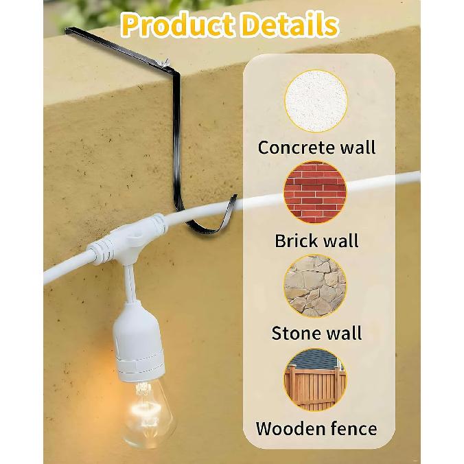 5PCS Adjustable Cinder Block Wall Hangers, 6-11" Outdoor String Light Hooks, Metal Concrete Brick Clips, Wreath Hangers No Drill