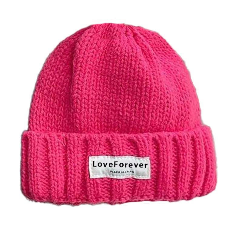 Korean Style Brand Letter Patch Wool Hat for Women Autumn and Winter Japanese Versatile Warm Knitted Hat Couple Student Pullover Hat
