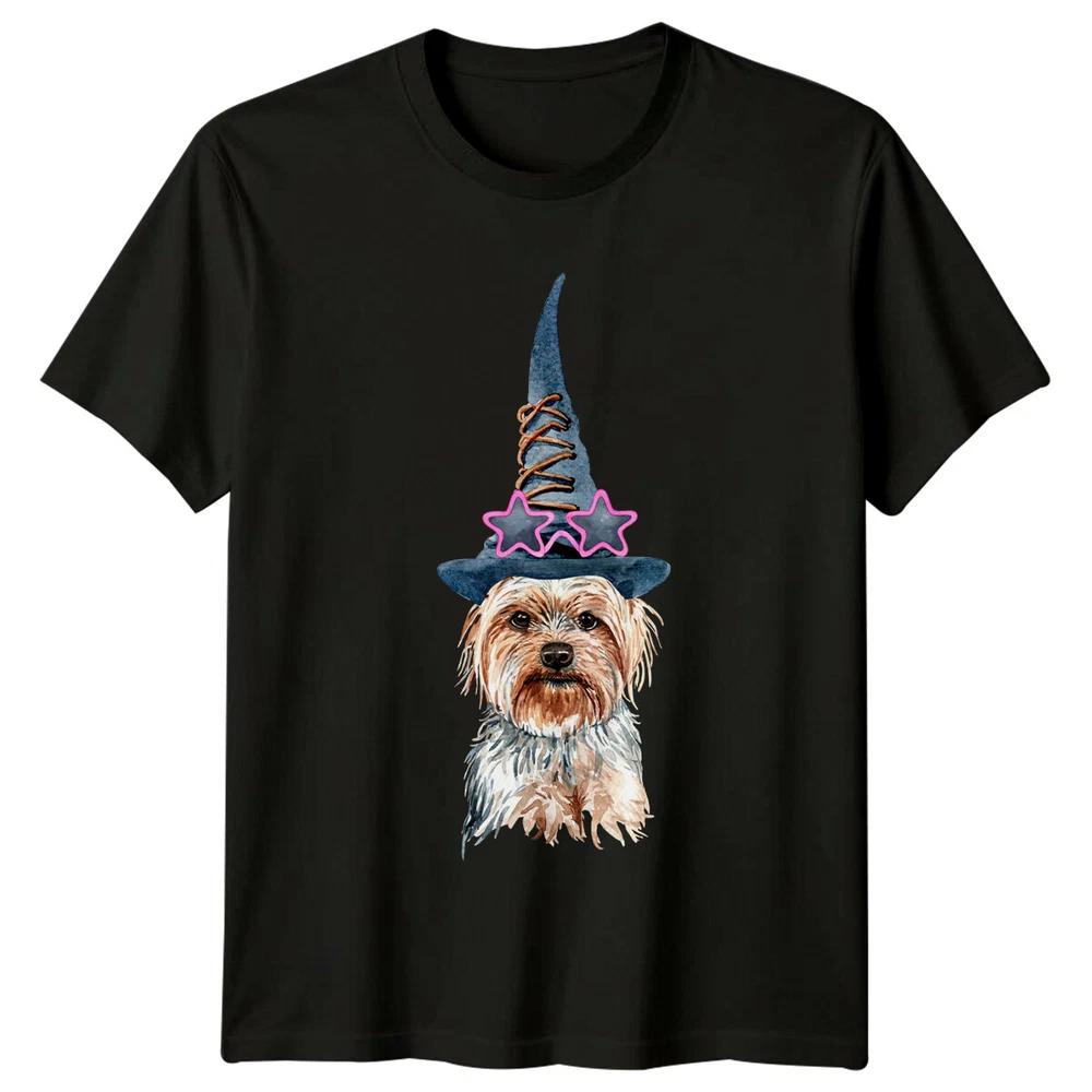 Halloween Dog Witch Hat Unisexs TShirt Cute Yorkie Boo