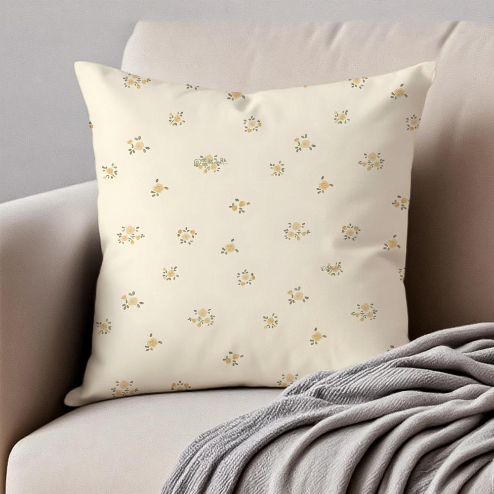 Elegant and fresh small floral patterns Cushion Cover Pillowcase Antidustmite Invisible Zipper Short Plush Sofa Cushion