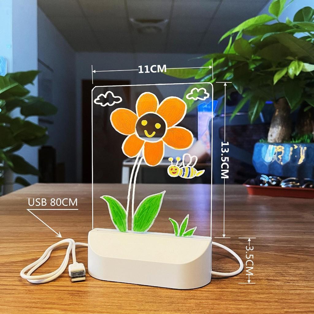 Non-Toxic Hard Acrylic Diy Kids Drawing Board Light Wipe Dust-Free Handwriting Board Blackboard Night Light