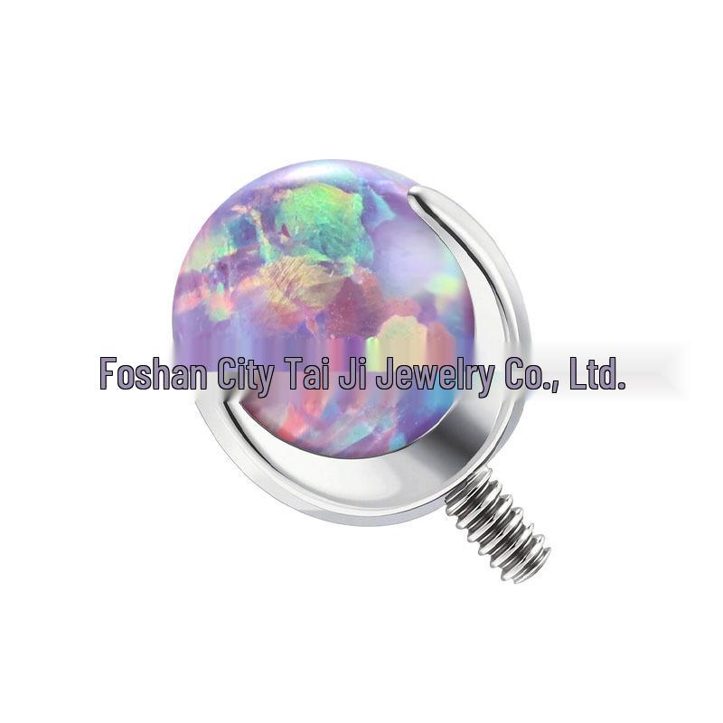 F136 Titanium Alloy Opal Three-Prong Stud Earrings & Lip Piercing Jewelry