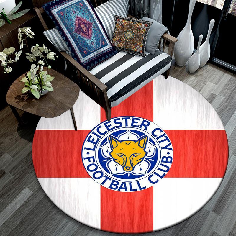 Leicester City Football Club Round Area Rug,Carpet Rug for Living Room Bedroom Sofa Playroom Decor,Non-slip Floor Mat