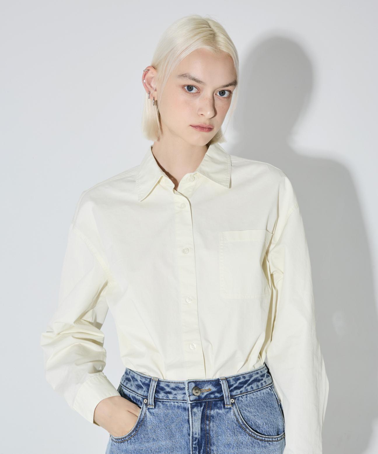 Burkeru Loose Fit Pocket Cotton Shirt Ivory Ivory_S