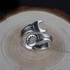 Adjustable Wrench Shape Ring Men Women Sterling Vintage Geometric Finger Unisex Minimalist Jewelry