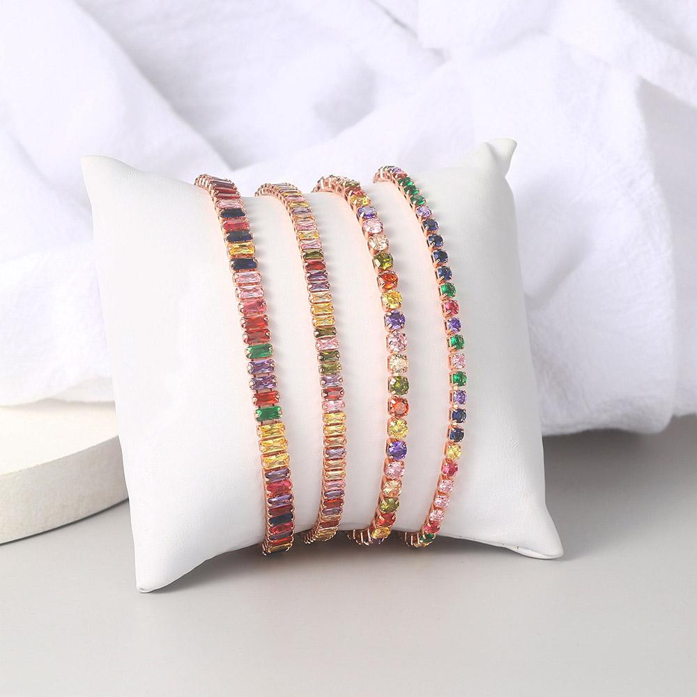 Adjustable Multicolor Tennis Bracelets for Women Ladies Wedding Rainbow Colorful Zircon Charm Bracelet Hand Chain Zircon DZH043