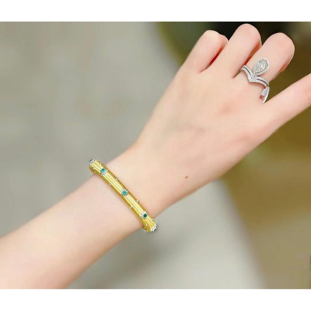 Luksusowa marka biżuterii bransoletka w stylu retro pałacowym z diamentami i szczotkowana, wykonana z materiału bazowego w kolorze sub-złotym, grubo pozłacana 18-karatowym złotem wysokiej jakości