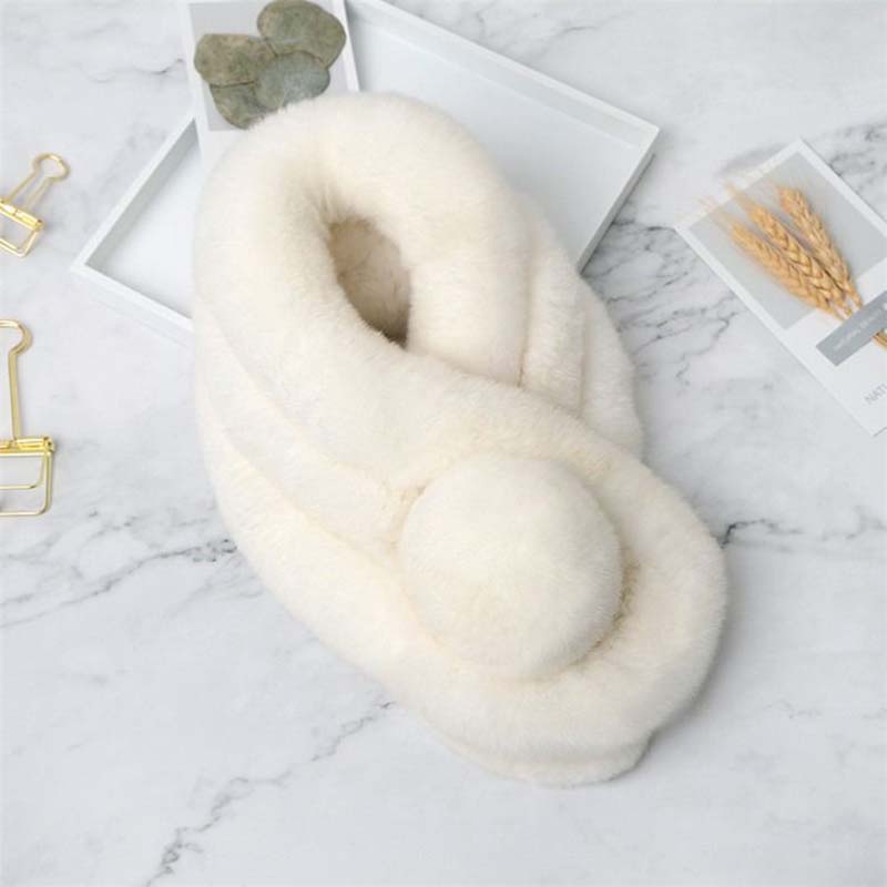 Dámsky zimný teplý šál Móda All-match Thickening Plus Velvet Faux Fur Scarf Women