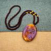 Chinese Stijl Paarse Handgesneden Pixiu Kalebas Hanger Ketting Lange Trui Ketting Winter Dames Sieraden Moederdag Cadeau
