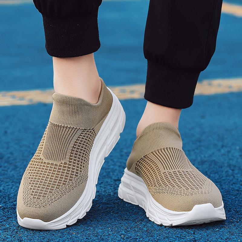 Fashion Summer Mesh Men's Black Casual Shoes Large Platform Walking Non Slip Breathable Women's Outdoor Sports Socks Slippers 35-46