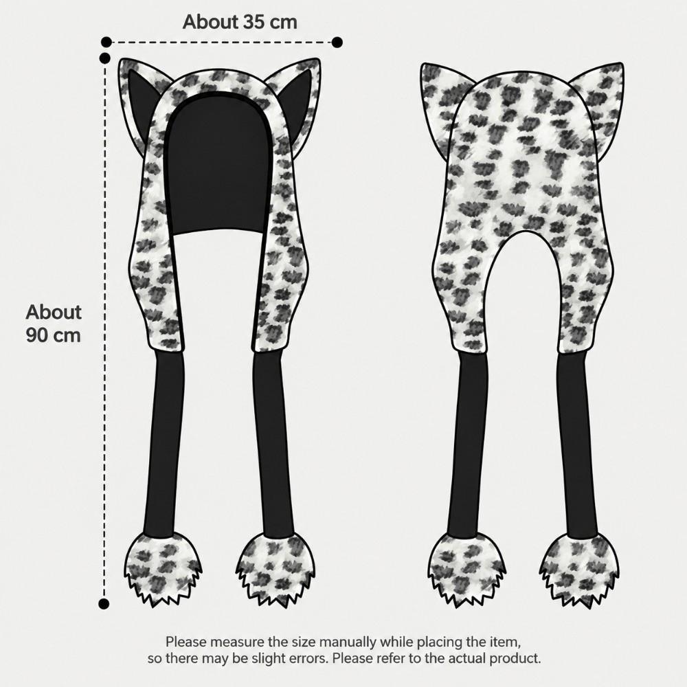 Thick Velvet Lined Ear Warmer Hat Snow Leopard Print Winter Head Hat  Ladies Women