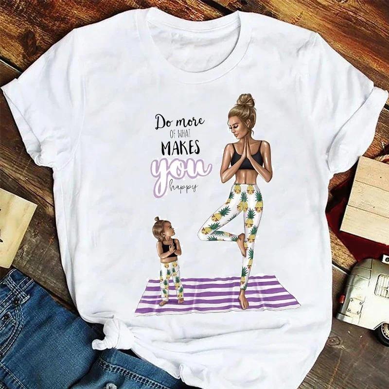 Mother Fashion Clothes Stylish T Tshirt Top Lady Print Girl Tee T-Shirt T-shirts Women Cartoon Leopard Letter Trend Mama Mom