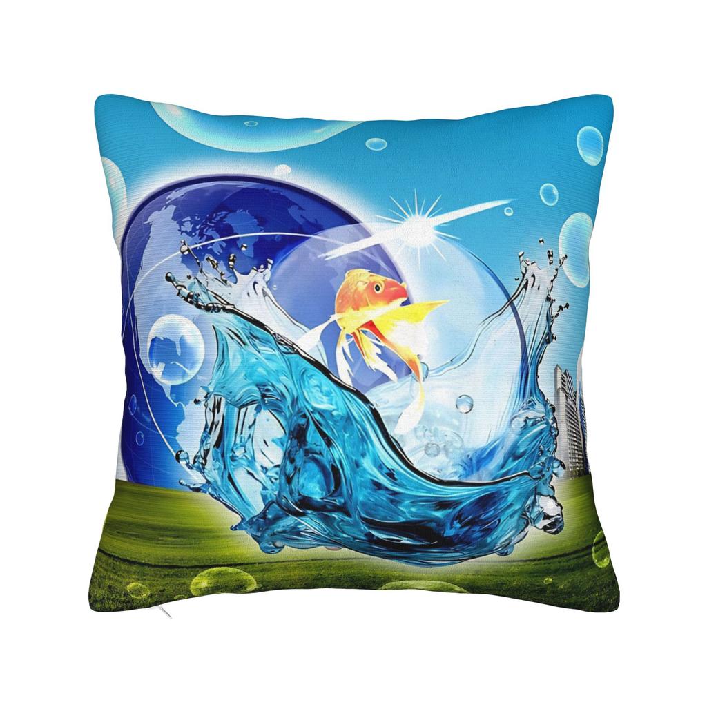 Frutiger Aero Fishies Square Pillow Cases Cushion Covers Awesome Zipper Decor Pillowcase for Seat 40x40cm