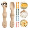 BPA-Free Baby Spoons 2Pcs Silicone Spoon, Soft Toddler Training Spoon for Puree Fruit Puree, Self Feeding Non-Slip Handle Infant Feeding, Led Weaning