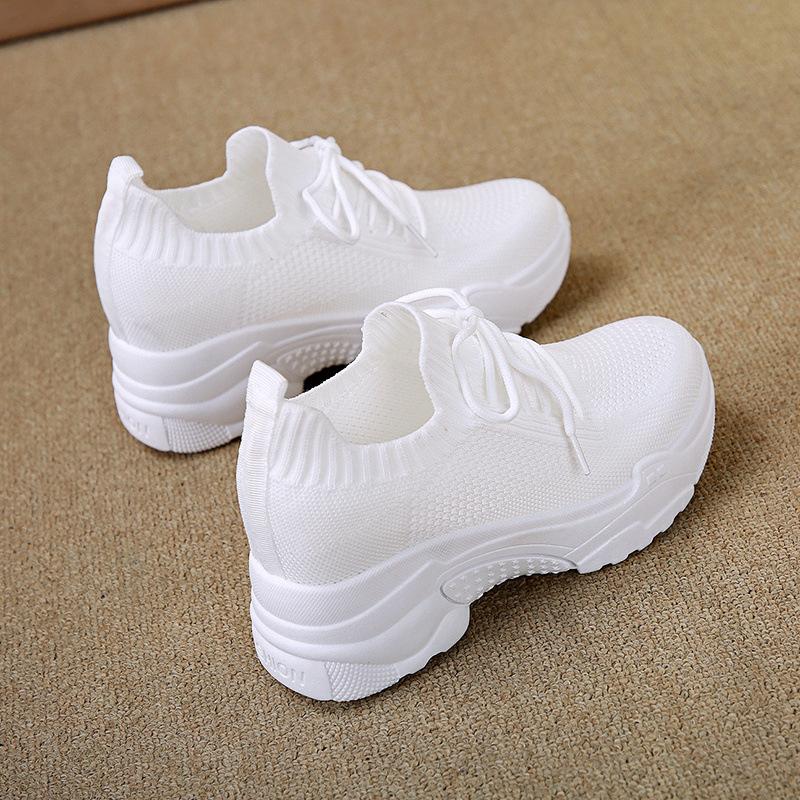 Inner heightening new spring fly-woven mesh casual sports shoes breathable thick-soled dad shoes