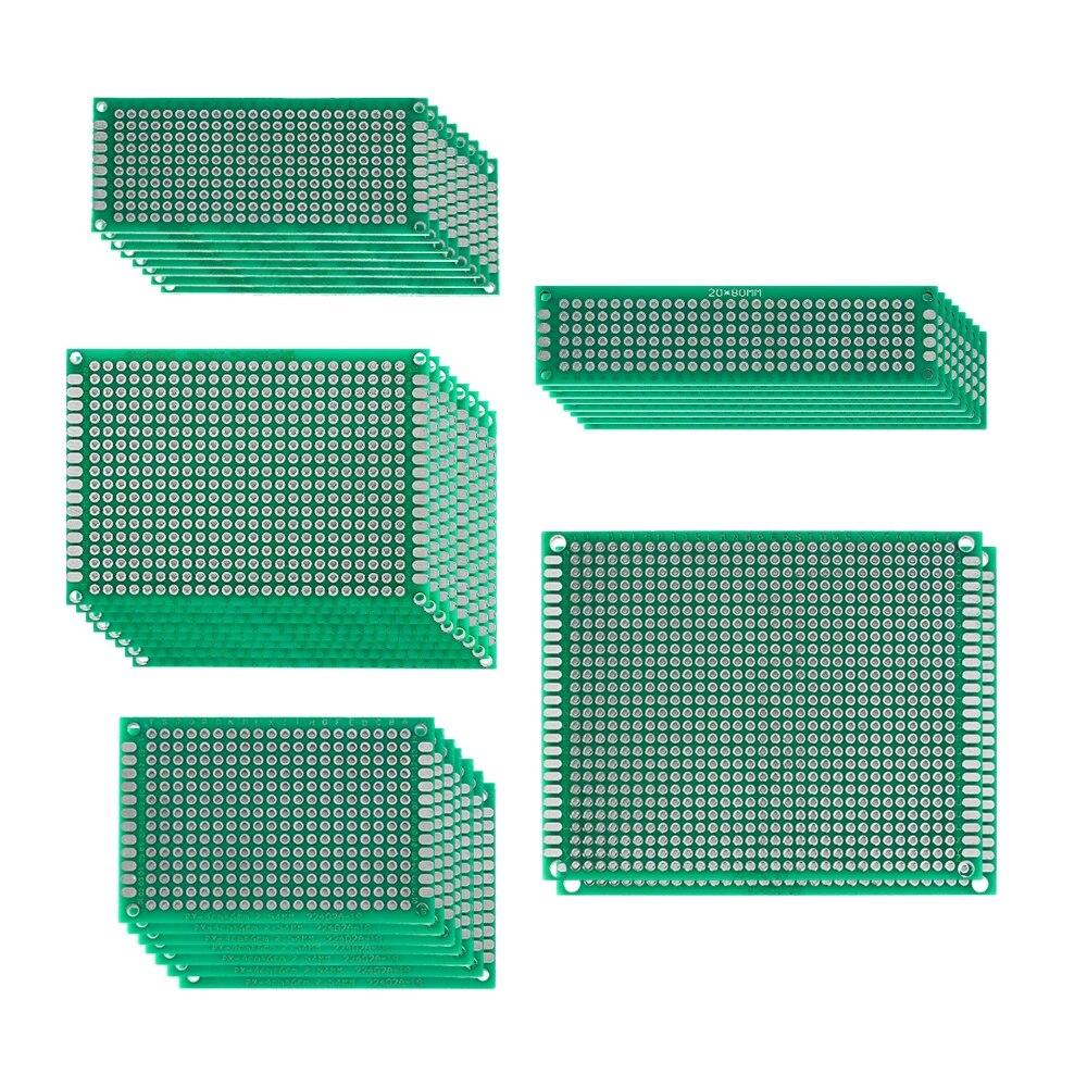 34Pcs/Lot Double Sided PCB Board Diy Set  2*8cm 3*7cm 4*6cm 5*7cm 7*9cm Prototype Kit FR4 Printed Universal Circuit Perfboard