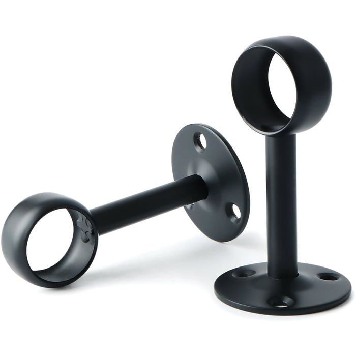 Support de Tringle à Rideaux - HANDEIU - Noir Mat - Acier Inoxydable - 2 Pcs - 25 mm