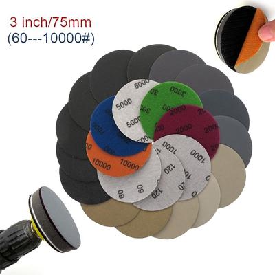 20pcs 3" Sanding Discs Silicon Carbide  and  Wet Dry Sandpaper 60—10000#