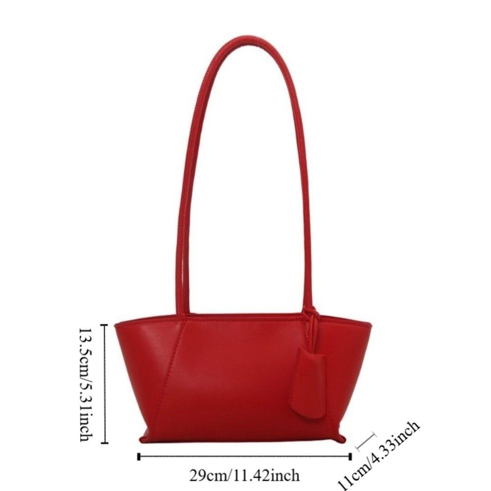 Stylish Pu Leather Shoulder Bag Luxury Women's Underarm Bag Trendy Solid Color Tote Bag Purse