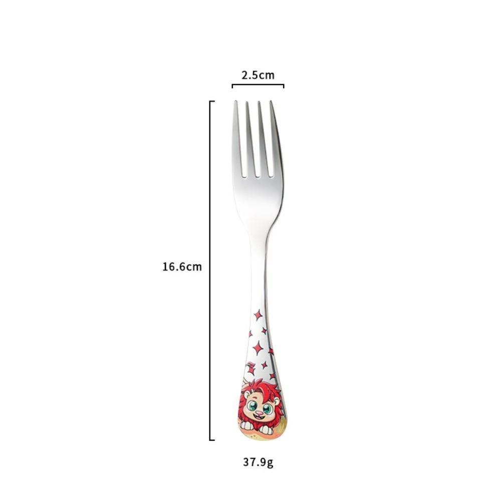 304 Stainless Steel Children Cutlery Set Cartoon Animals Dishwasher Safe Spoon Fork Knife Silver Cute Dinnerware Table Setting