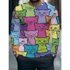 Autumn and Winter Men's 3D Animal Geometric Printing Crew Neck Long Sleeve T-Shirt