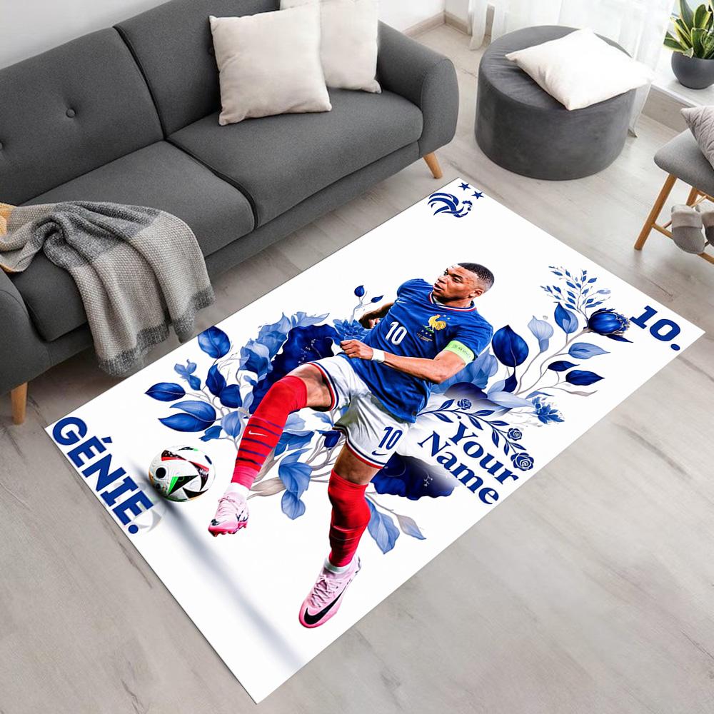 Mbappé Personalized Text Area Rug Perfect for Foyer Kitchen Balcony Dormitory Antislip Carpet Decorate Offices Birthday/Christmas Gift