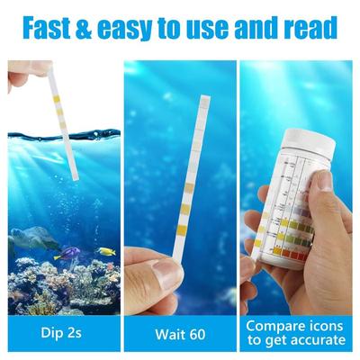 100 Stück 7-in-1 Aquarium Teststreifen Multifunktionale Einfach zu bedienende Wasserqualitäts-Teststreifen PH-Testpapier