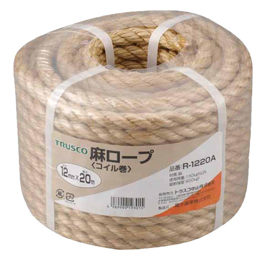 

TRUSCO Hemp 12 x R1220A Rope, Brown, 20m, 3-Strand Type,