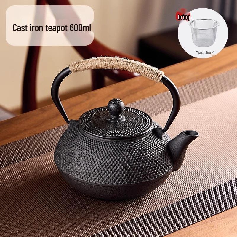 Handmade Uncoated Cast Iron Japanese Tea Pot - Retro Style Hearth Kettle for Brewing and Boiling Water