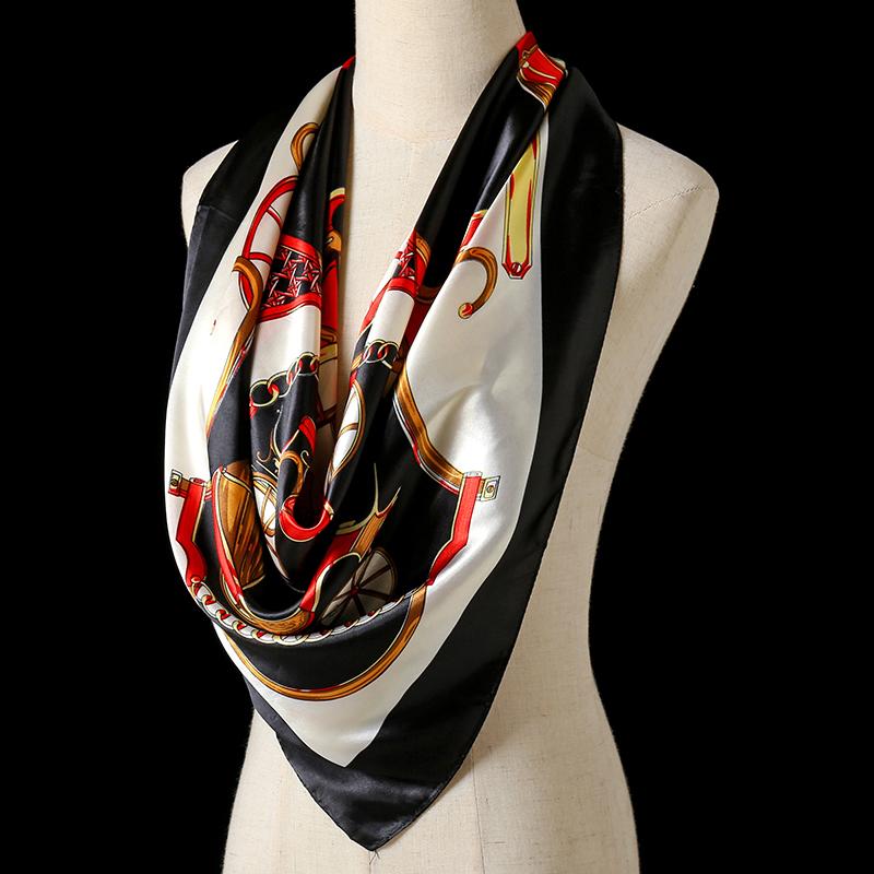 Women Silk Square Scarf Lady Bandana Head Wrap Shawl Satin Foulard Female Large Hijab Neckerchief Scarves Pashmina 2021 Headband