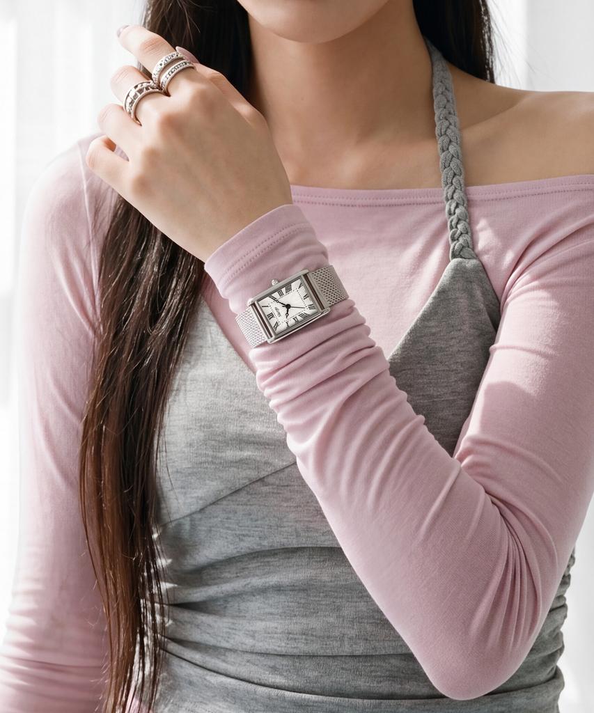 Sialeugo Sg-010Sl-S-S Fennel Collection Women'S Mesh Silver Steel Wristwatch
