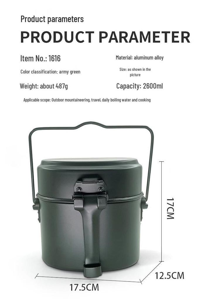 GKR Folding Aluminum German-style Mess Kit: Portable Outdoor Camping Cookware & Multi-functional Hanging Pot Burner (Type 79).