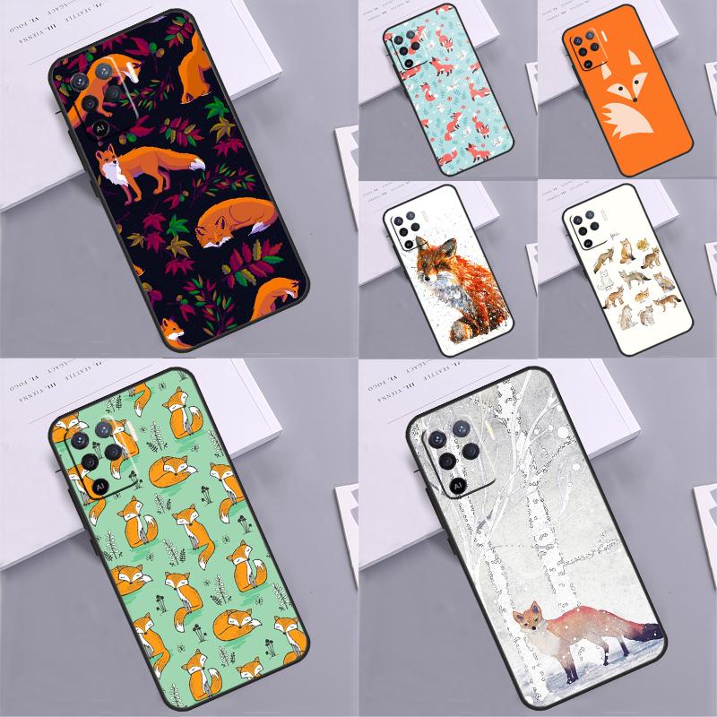 Чехол для телефона с узором лисы для Oppo A58 A18 A38 A78 A98 A17 A77 A80 A40 A60 A16 A76 A96 A74 A94 A54 A15 A57S