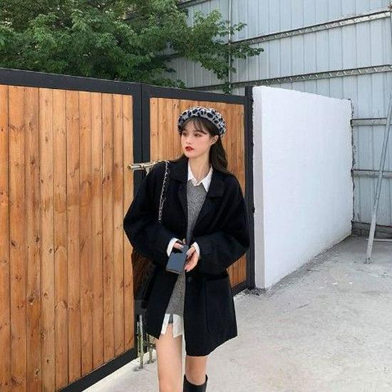 Korean Style Loose Mid-Length Wool Coat for Women - Autumn/Winter