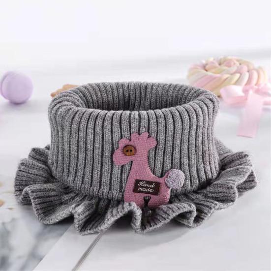 Neck Warmer Cartoon Giraffe Ruffle Knitted Windproof High Elasticity Keep Warm Ultra Soft Kids Fake Collar Neck Scarf for Winter