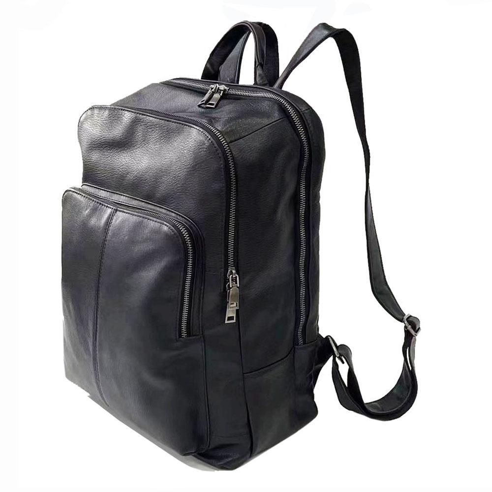 Plecak skórzany dla chłopców Plecak czarny 14-calowy biznesowy plecak na komputer Plecak podróżny ze skóry bydlęcej