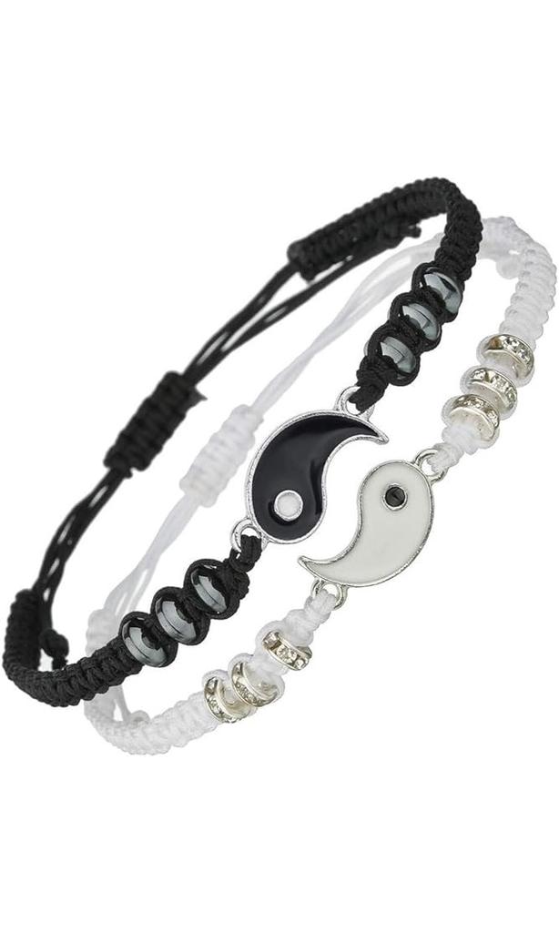 SA&SO General Store® Tai Chi Yin Yang Verstellbares Armband für Paare, Freunde, BFF, Schwarz & Weiß, Freundschaftsarmband, Unisex Paar Geschenk