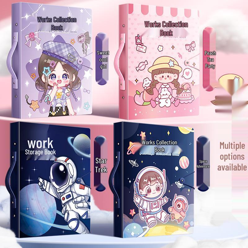 Kaba Bear A3 Portfolio Album: Children's 4K/8K Open Drawing Folder and A2 Sketchbook for Storing and Displaying Artwork