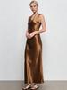 Elegant Satin Slim-Fit U-Neck Sleeveless Dress for Seaside Vacations