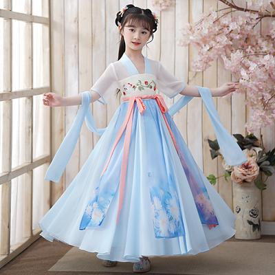 Disfraz antiguo Hanfu para niña, vestido de estilo chino para niña pequeña, vestido Tang, falda de princesa, traje nacional para niños